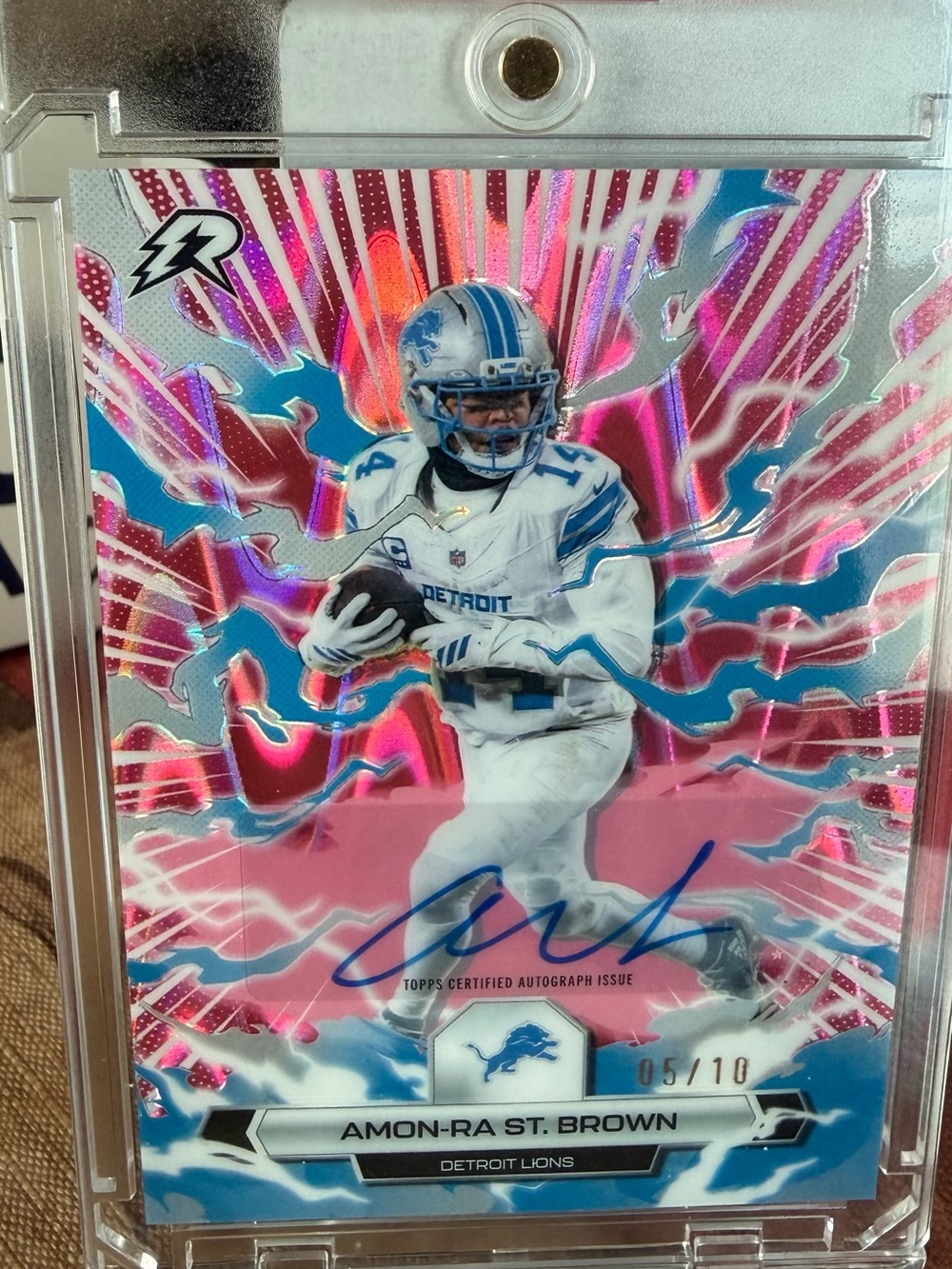 2025 Resurgence Amon-Ra St. Brown Autograph & Numbered 05/10 Pink Power Surge